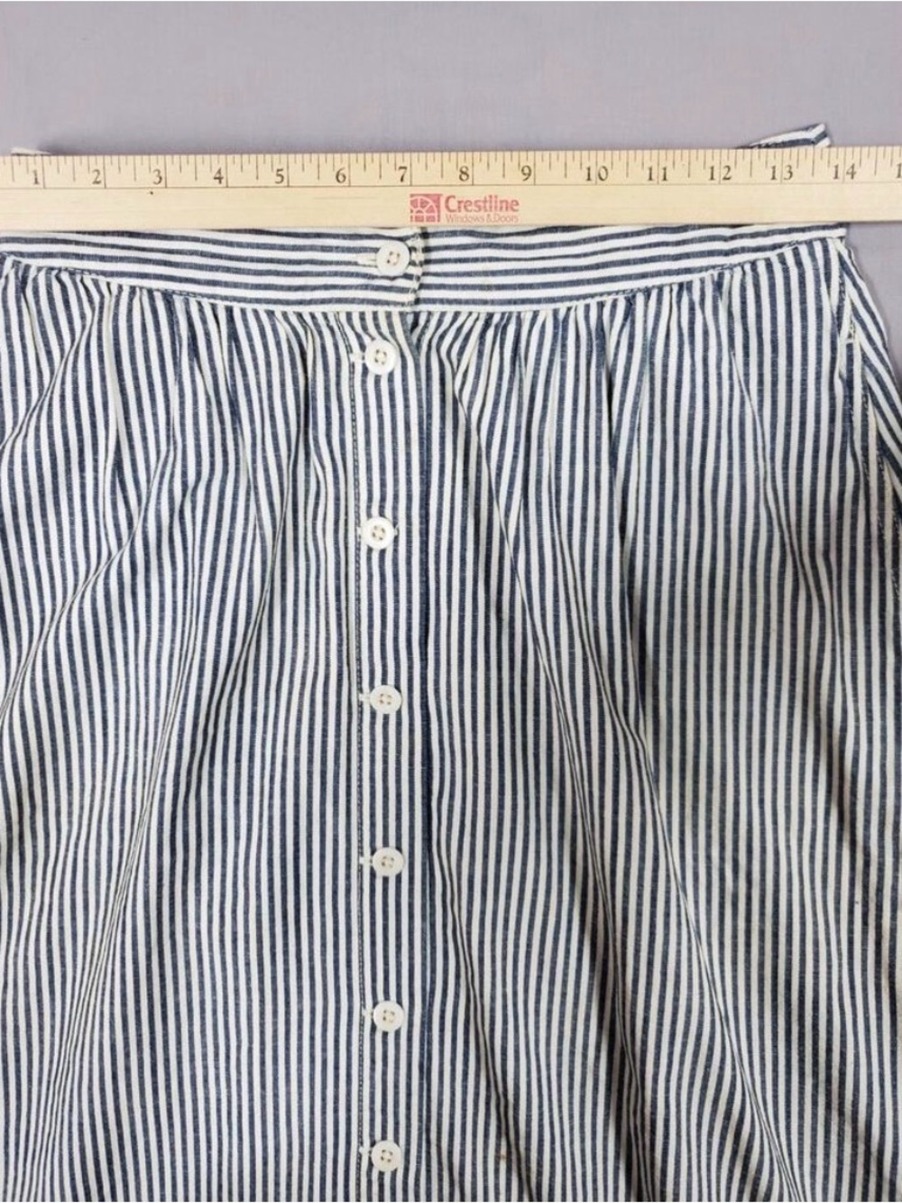 Madewell Chambray Button Front Midi Skirt Blue Striped Size 2 - Picture 6 of 8